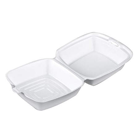 Dart 60HT1 PEC 6 in. Foam Hinged Container, White, 500PK 60HT1 (B)